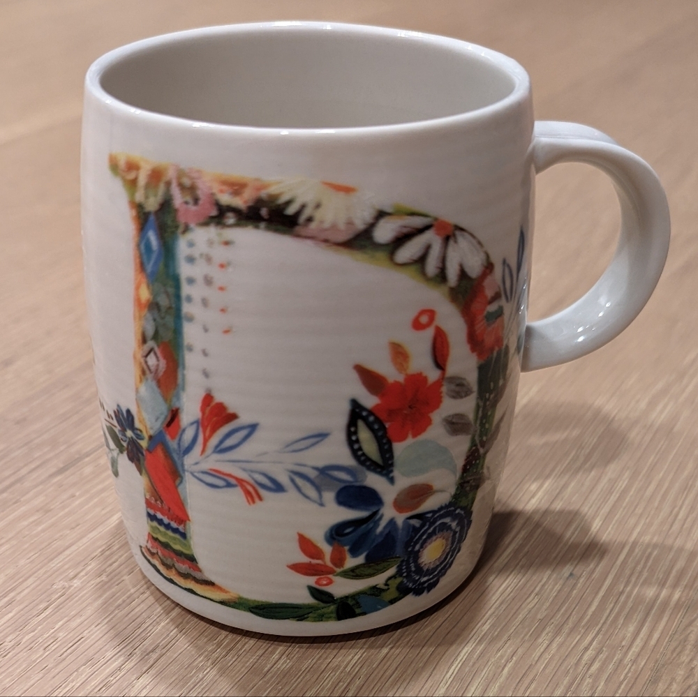 Floral Ceramic "D" Mug